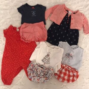 Lot of 0-3 4th of July baby girls clothes -9 items